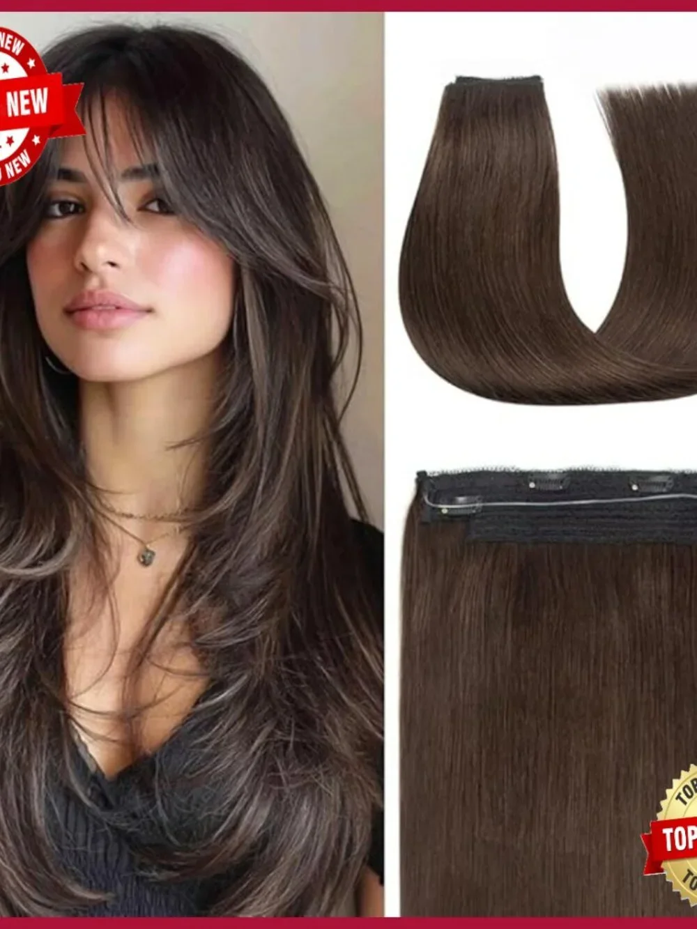 18 Inch Real Human Hair Halo Extensions with Invisible Wire and Clips